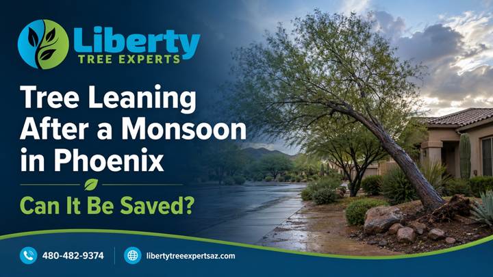 Leaning Tree After a Monsoon in Phoenix: What to Do